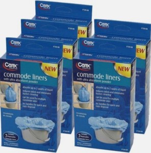 Carex Commode Potty Chair Liners -Holds 2 Qt Liquid, 5 Pack 7 in ea pk, 35 total