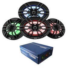 6.5" 100 Watt RMS 4-Ohm Marine Power Sport RGB White Speakers 3 Pair NXL6 DS18