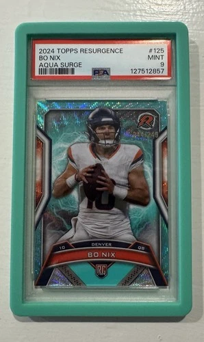 2024 Topps Resurgence - Rookies Bo Nix #125 Aqua Surge Refractor /249 (RC) PSA 9