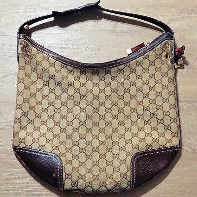 Authentic Gucci GG Monogram Beige/Brown Shoulder  Zip Closure