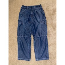 Vintage y2k fubu apparel company cargo denim jeans loose baggy 36 x 34 see pics