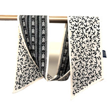6"x59"B/W Pattern Print 30 Silk70 Cashmere Thin 2Layers Long Scarf16x150cm 5-7