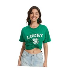 St Patrick's Day Shirts for Women Lucky Irish Green Shamrock Medium Lucky Green