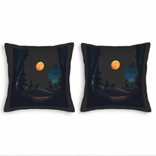 Set of 2 18x18in Throw Pillow Covers - Serene Nighttime Scene 
