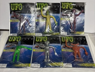 UFO Files Alien Bendable Figures W/ Glow In The Dark Eyes Set Of All 6 New 1996 - Bild 1 von 4