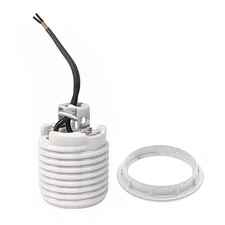 Keyless Porcelain Threaded Socket, Medium Base E26 Threaded Keyless Porcelain