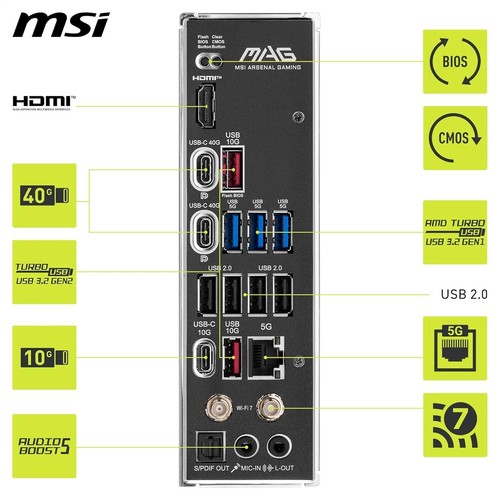 MSI MAG X870 TOMAHAWK WIFI AM5 ATX Motherboard DDR5 PCIe 5.0 USB4 Wi-Fi 7 - Afbeelding 4 van 5