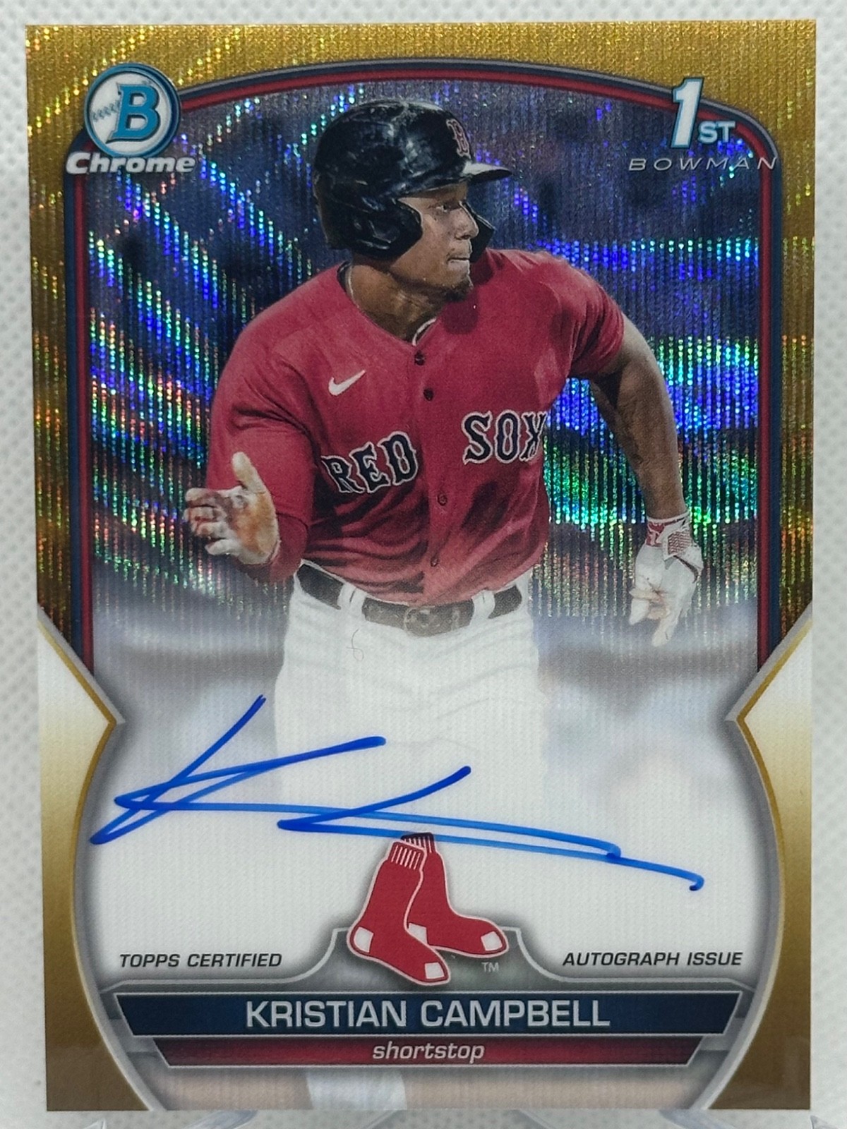 2023 1st Bowman Chrome Kristian Campbell Gold Wave Auto /50 Red Sox CDA-KCA