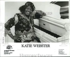1989 Press Photo Katie Webster, blues-soul singer and pianist. - lrp29534
