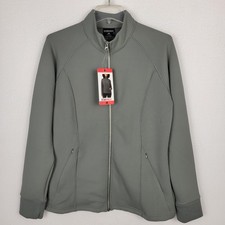 NWT 32 Degrees Heat Zip Up Jacket Womens M Gray Stretch Athleisure Minimalist
