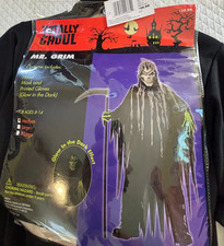 NEW MR. GRIM Reaper Childs M 8-10 Glow In The Dark Halloween Costume