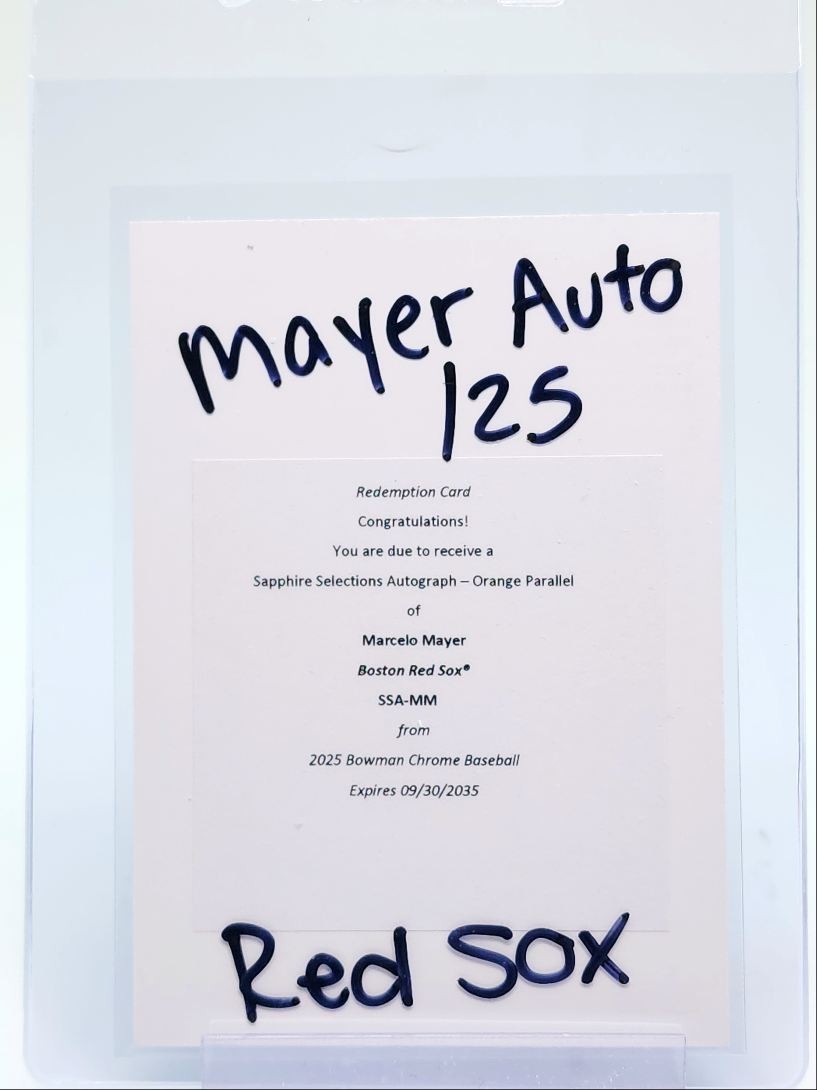 MARCELO MAYER 2025 BOWMAN CHROME SAPPHIRE SELECTIONS ORANGE RC AUTO /25 Q5876