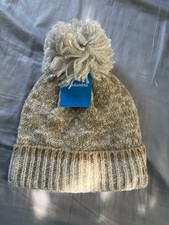 NWT Tan Columbia Warm Knit Hat with Pompom One Size Unisex