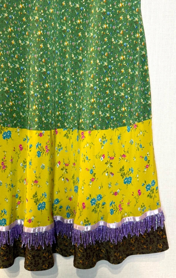 Falda campesina ETRO Milano seda estampado Ditsy hasta la rodilla IT44, US8 M, forrada nueva sin etiquetas Foto 4 de 4