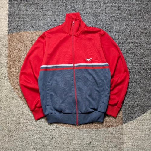VTG 80s Asics Tiger Full Zip Track Jacket Size Small Two Tone Red Grey Retro - Picture 1 of 6