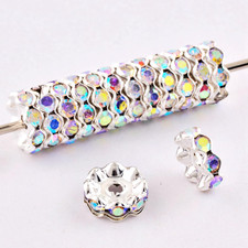 12Mm Rhinestone Beads for Pen Making Bulk 100Pcs Crystal AB Wave Space Beads for