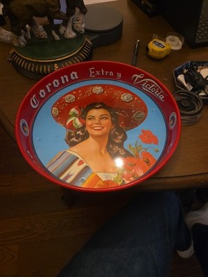 VTG 13  Corona Extra y Victoria Son Cervezas Modelo Beer Metal Serving Bar Tray