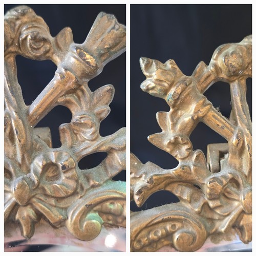 19. JH. FRANZÖSISCHER BRONZE TISCHSPIEGEL BELEUCHTETE FACKELN AUF JEDER SEITE HUFFÜSSE & BLUMEN - Bild 21 von 23