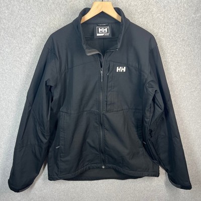 Helly Hansen Softshell Jacket Mens XL Black Full Zip Fleece Lined Outdoor EUC