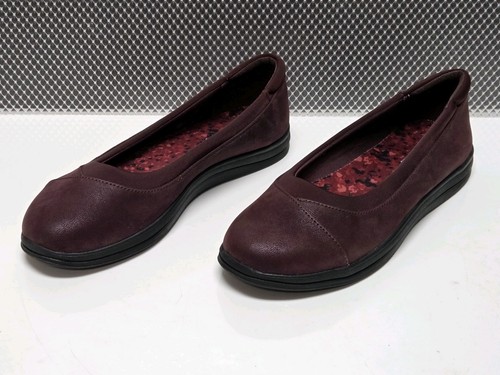 Clarks Cloudsteppers Slip-On Flats Breeze Ayla Burgundy Sz 7 EUC Barley Worn - Picture 3 of 10