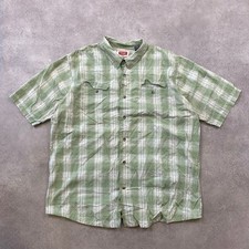 Wrangler Shirt Mens Large Plaid Short Sleeve Checkered Button-Up, Green