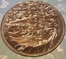 Antique Brown White Swirl Enamelware Granite Graniteware Pie Plate EXCELLENT 9"