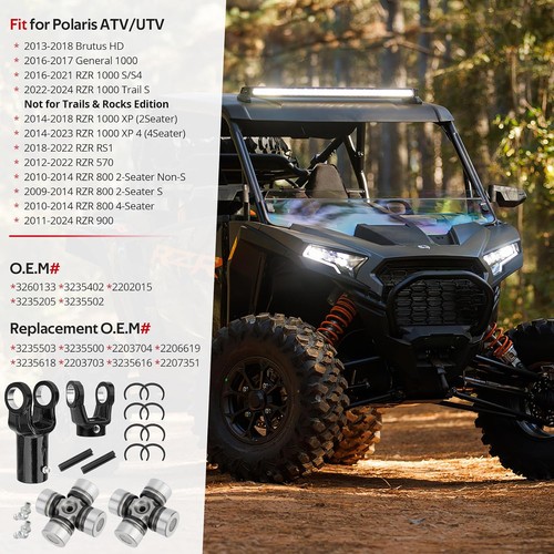 Front Prop Shaft Yoke & U-Joint (2 Side) for Polaris RZR 570 800 900 ...
