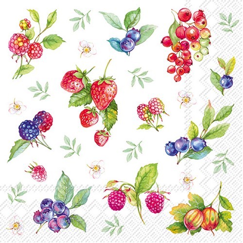 20 Servietten Summer Berries Leckere Beeren Erdbeeren Brombeeren FrüChte 33X33Cm-image