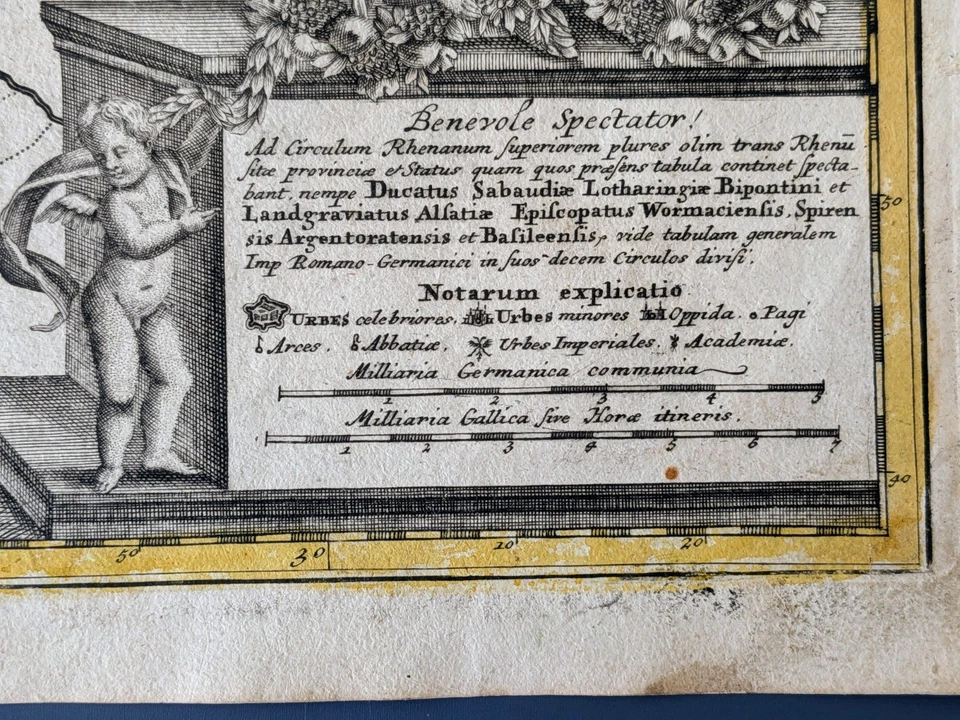 c.1740 Homann Herederos Mapa Círculo Renano Superior Alto Círculo Renano Alemania Foto 4 de 4