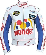 Men's Ricky Bobby Wonder Bread Racing Talladega Nights White Leather Jacket