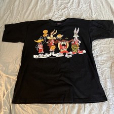 Vintage 1993 Looney Tunes Bugs Bunny Taz Basketball XL Shirt double sided
