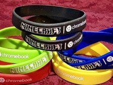 Lot of 10 Google Chromebook / Minecraft Silicone Bracelets - Assorted Colors