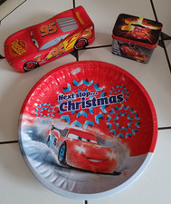3tlg. Cars Lightning McQueen Metalldose Utensilo Stiftebox Metallschale Spardose