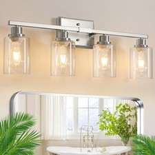 Bathroom Light Fixtures, 4-Light Vanity Lights with Clear Glass Shade, Modern...