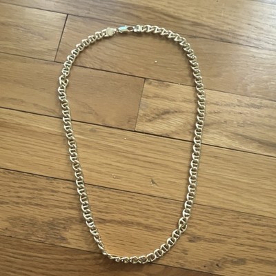 Silver Tone Curb Link Chain Necklace with Lobster Clasp, No Stone, Chain Style