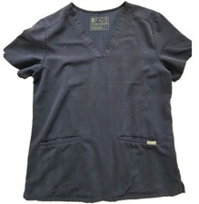   FIGS Technical Collection Navy Blue Scrub Top Women  s Small Casma Three-Pocket