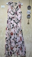 Calvin Klein Floral High-Low Maxi Dress Pink 8 Lined Wedding Guest Romantic