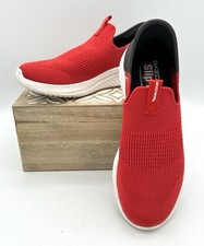 Skechers Slip Ins Shoes Youth 2.5 Red Black Hands Free Slip On Sneakers EUC