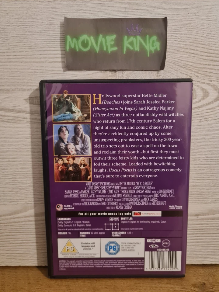 Hocus Pocus (DVD, 1993) Bette Midler,  Witches Halloween Classic [Region 2] [UK] - Image 4 of 4