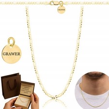 Collana catena Figaro placcata oro 925 sterling 585 23 mm uomo donna 