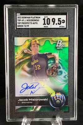 Jacob Miserowski 2022 Bowman Platinum Prospect Auto Green Refr SGC 9.5 Ser #/99