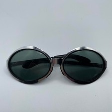 Vintage 60's Silver Round Sunglasses Mod Space Age Futuristic Elton John Twee