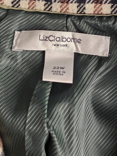 Vtg Liz Claiborne New York Glen Plaid Wool Blend Jacket Women 22W Dark Academia - Picture 22 of 24