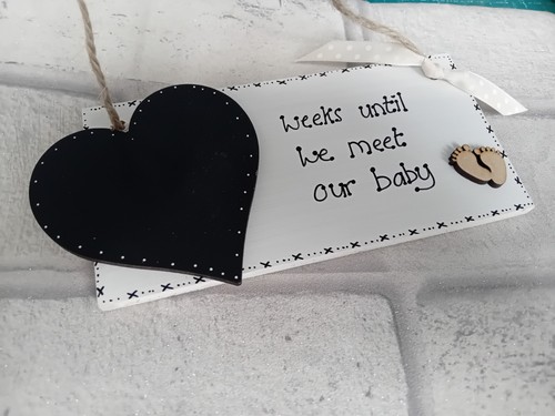 Chic Personalised Countdown New Baby Pregnancy Mum plaque/sign BABY SHOWER gift* - Picture 5 of 11