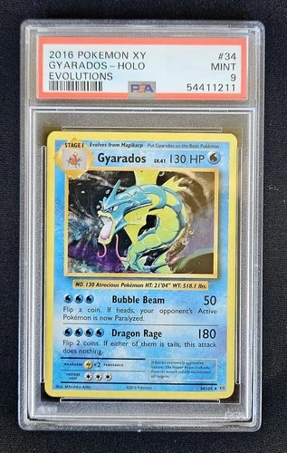 2016 POKEMON XY EVOLUTIONS #34/108 GYARADOS HOLO PSA 9