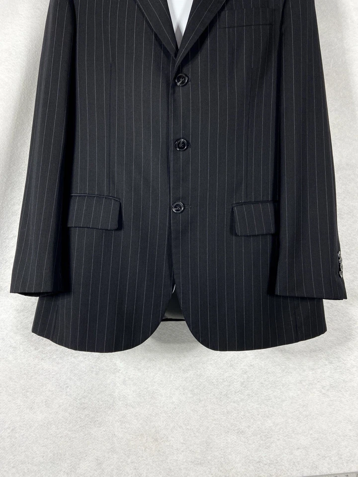 Blazer De Colección Guy Laroche Para Hombre 40R Negro Abrigo Deportivo Traje a Rayas Chaqueta Mezcla de Lana Foto 2 de 4