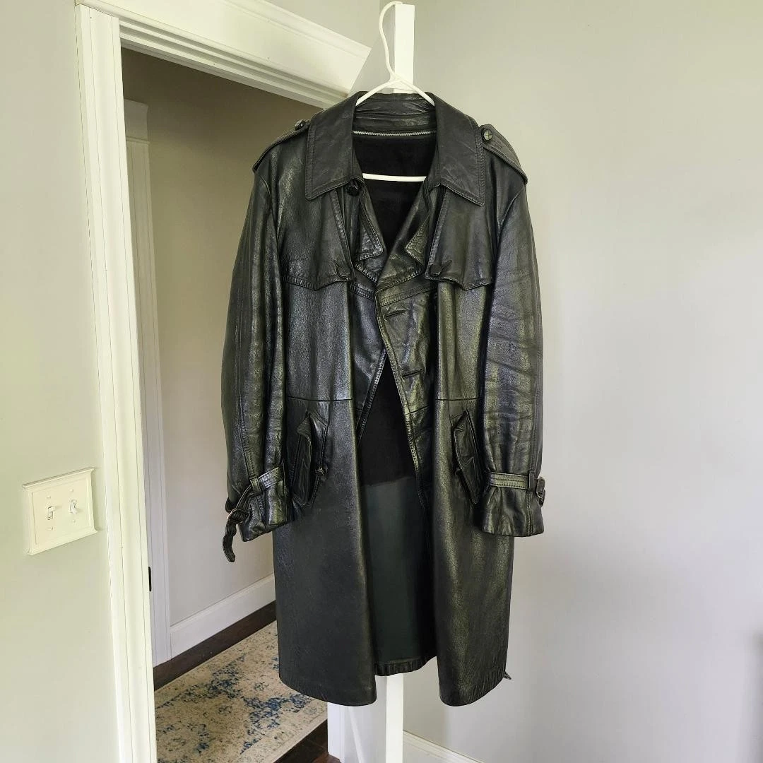 vintage leather trench coat products for sale | eBay