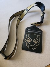 Marvel Comics/Bioworld -Black Panther -Black  Gold Lanyard and ID Holder-New