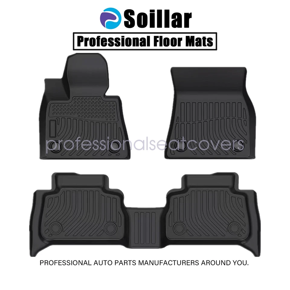 Fits 2020-2026 BMW X6 TPE 3D Model Front & 2nd Row Floor Mats Liner Set Black - Image 2 of 4