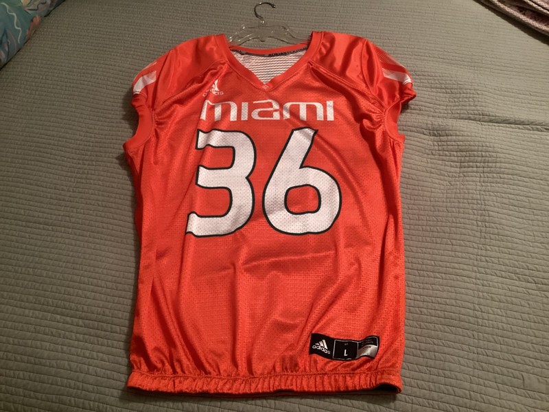 Miami Hurricanes Football Practice Jersey, orange, Adidas,  #36 Size Large